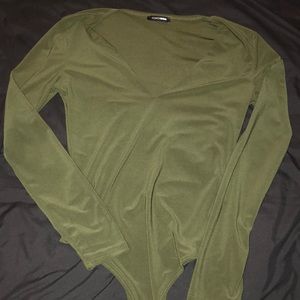 Olive satin bodysuit